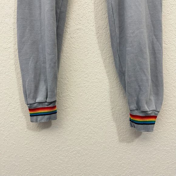 AVIATOR NATION Rainbow Ribbed Trim Sweatpants in Grey *RARE* - Picture 4 of 10